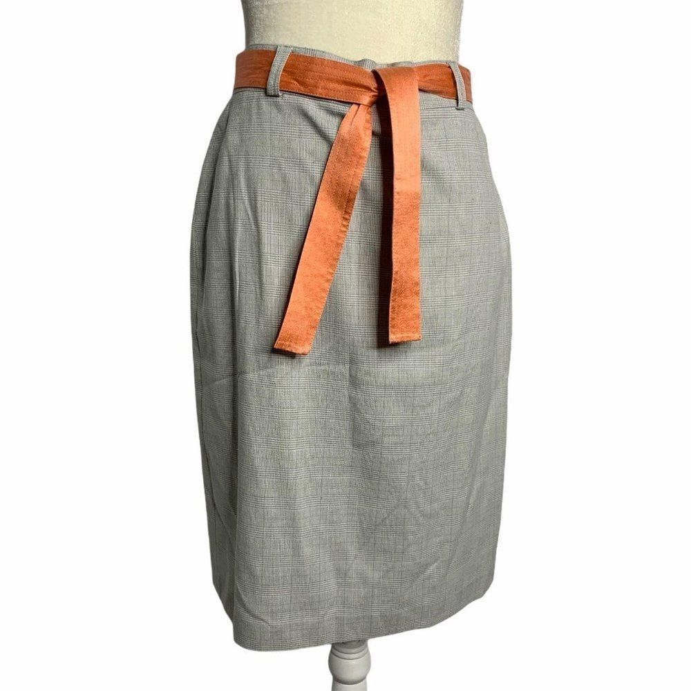 Vintage Grace Dane Lewis A Line Skirt 4 Grey Plaid